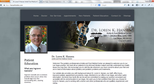 Podiatrist's Private Practice website screenshot